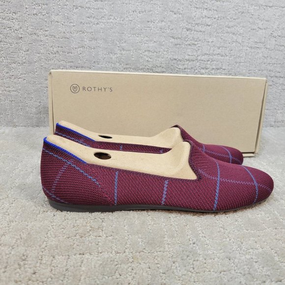 ROTHY'S The Loafer Women's Size US 11 Burgundy Grid Slip On Flat Shoes - Picture 3 of 10